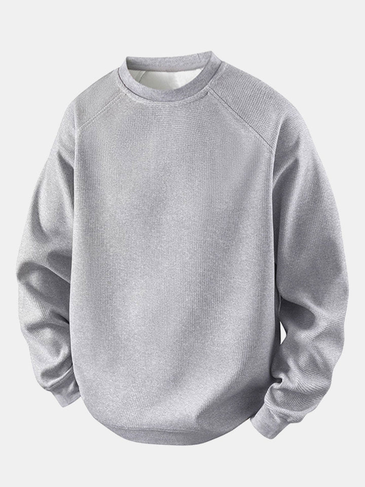 Herr Vaffeltexterad Crew Neck Sweatshirt in grå, Relaxad Passform