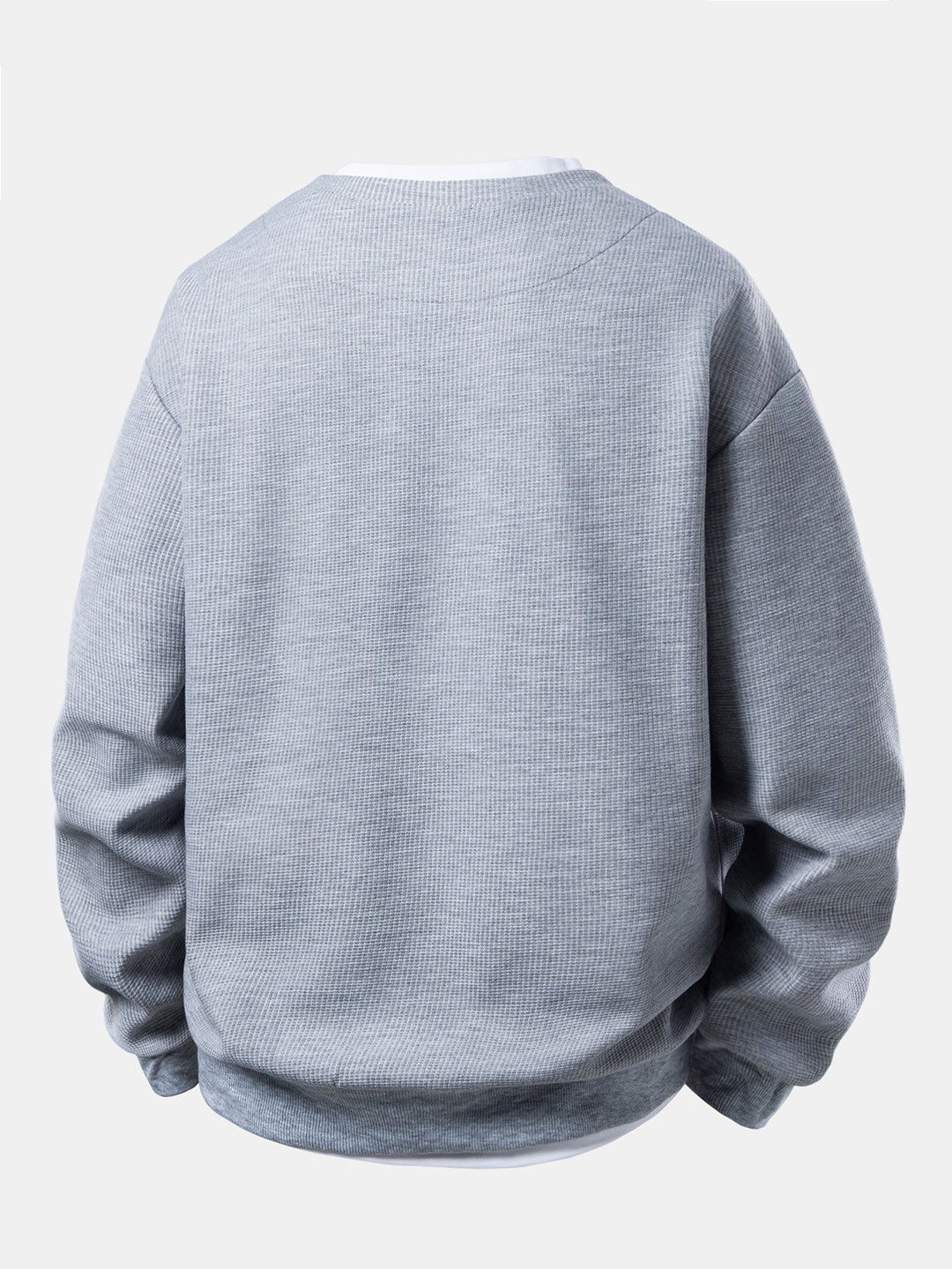 Herr Vaffeltexturerad Sweatshirt – Avslappnad Passform