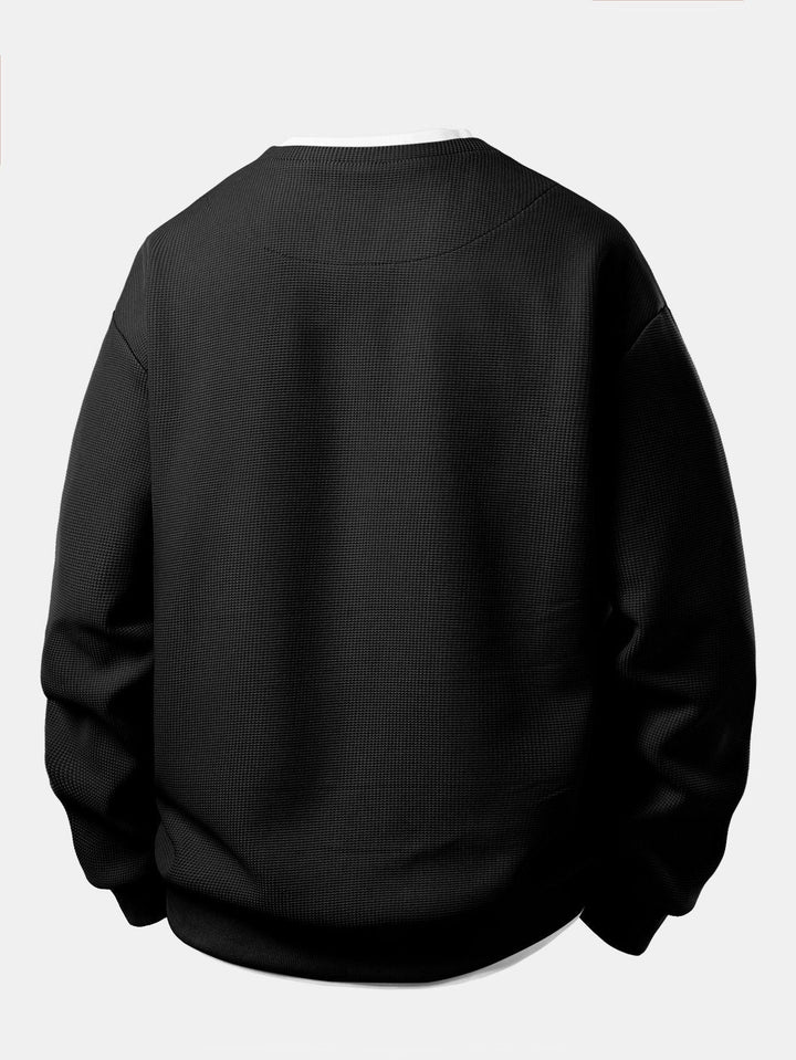 Herr Vaffeltexturerad Sweatshirt – Avslappnad Passform