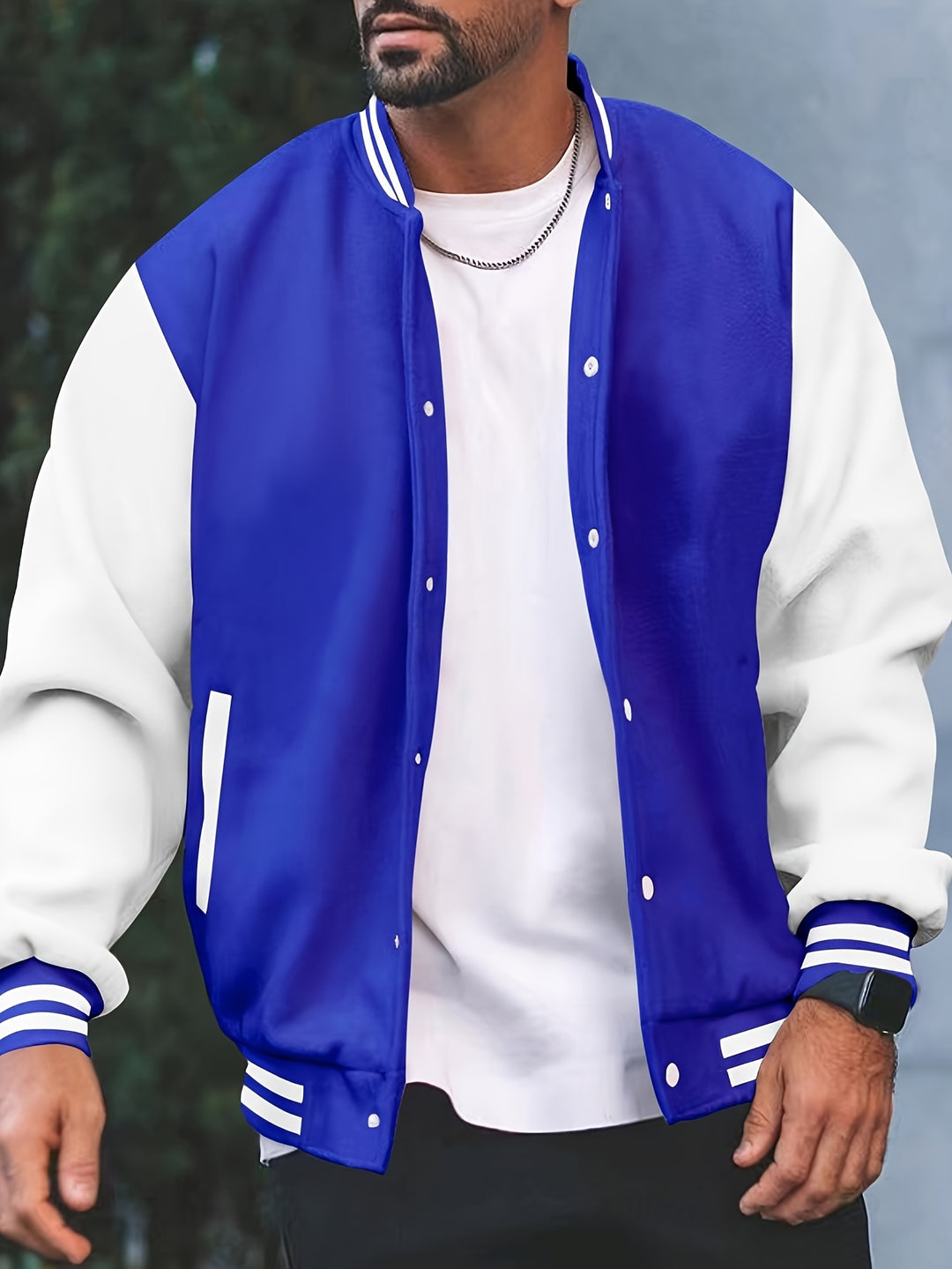 Herr Varsity Jacka - College Stil Regular Fit - Blå
