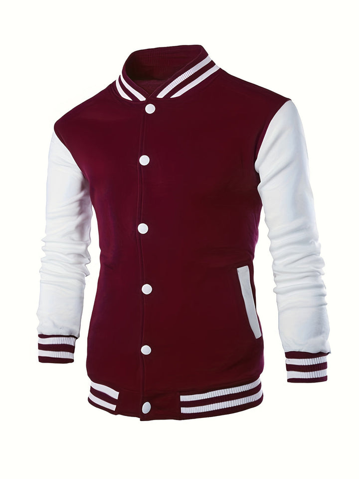 Herr Varsity Jacka - College Stil Regular Fit - Bordeaux