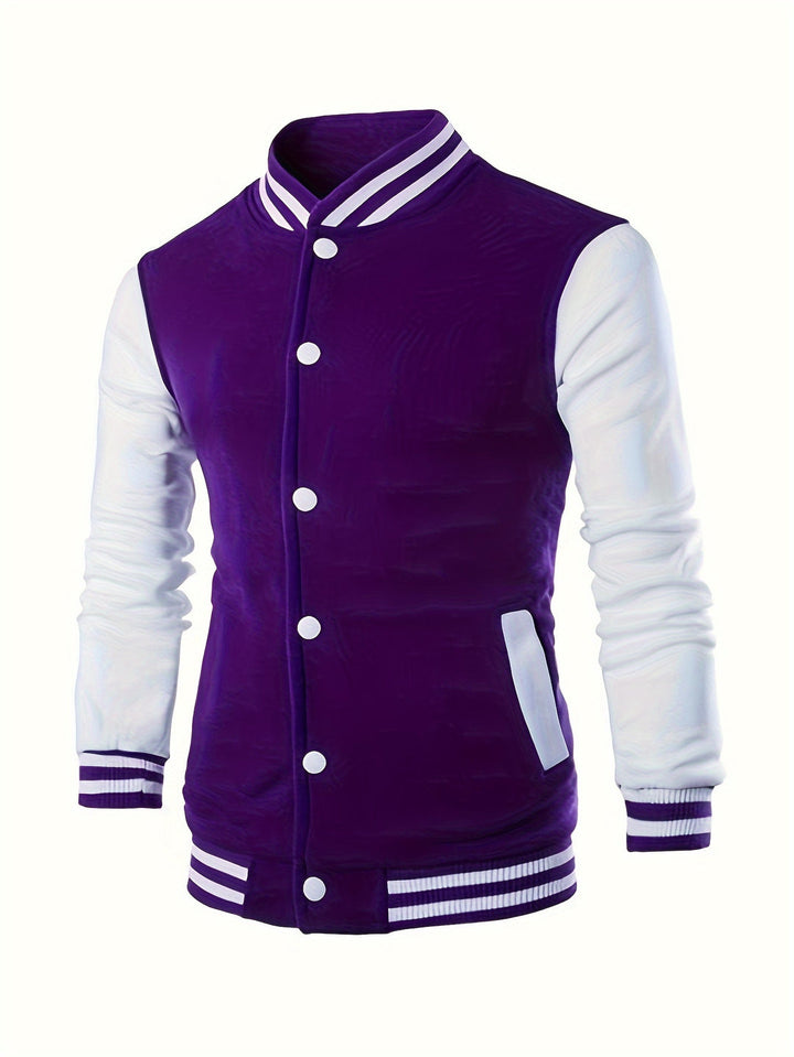 Herr Varsity Jacka - College Stil Regular Fit - Lila