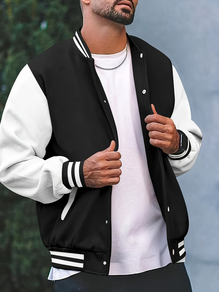 Herr Varsity Jacka - College Stil Regular Fit - Svart