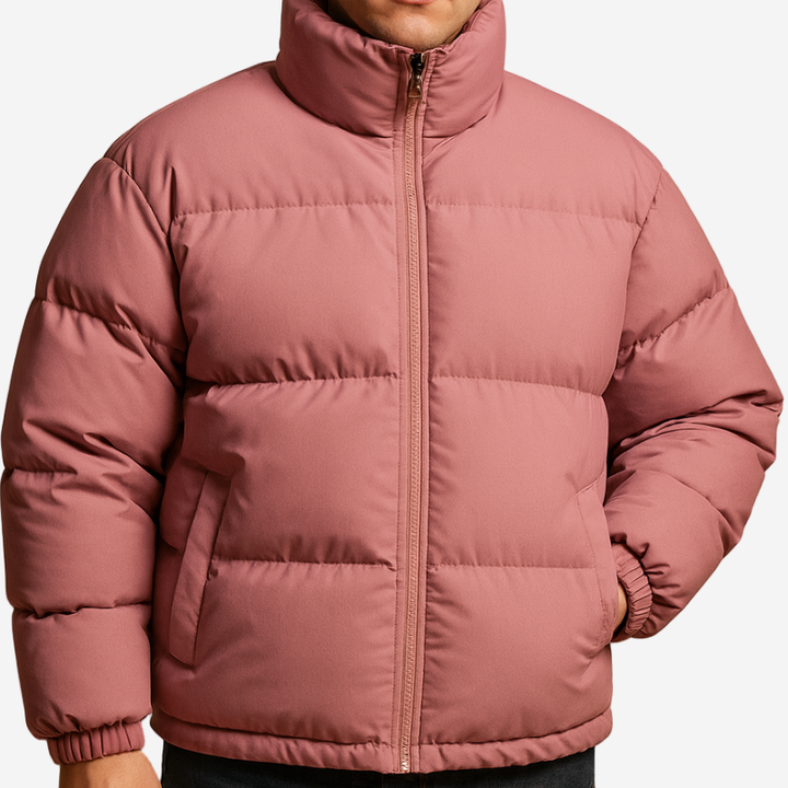 Herr Vatterad Vinterjacka - Varm Puffer Design - Rosa