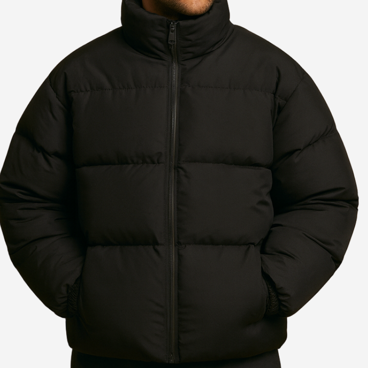 Herr Vatterad Vinterjacka - Varm Puffer Design - Svart