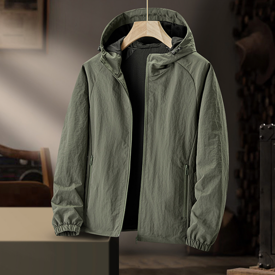 Herr Vindtät Jacka - Lätt Urban Stil - Armégrön