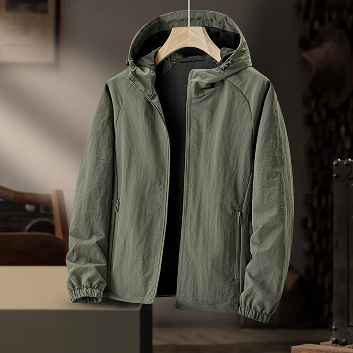 Herr Vindtät Jacka - Lätt Urban Stil - Armégrön