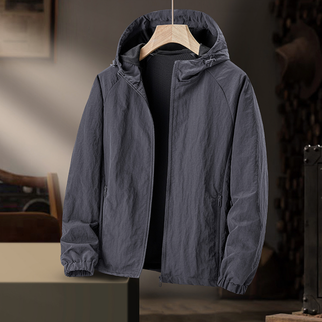 Herr Vindtät Jacka - Lätt Urban Stil - Mörkgrå