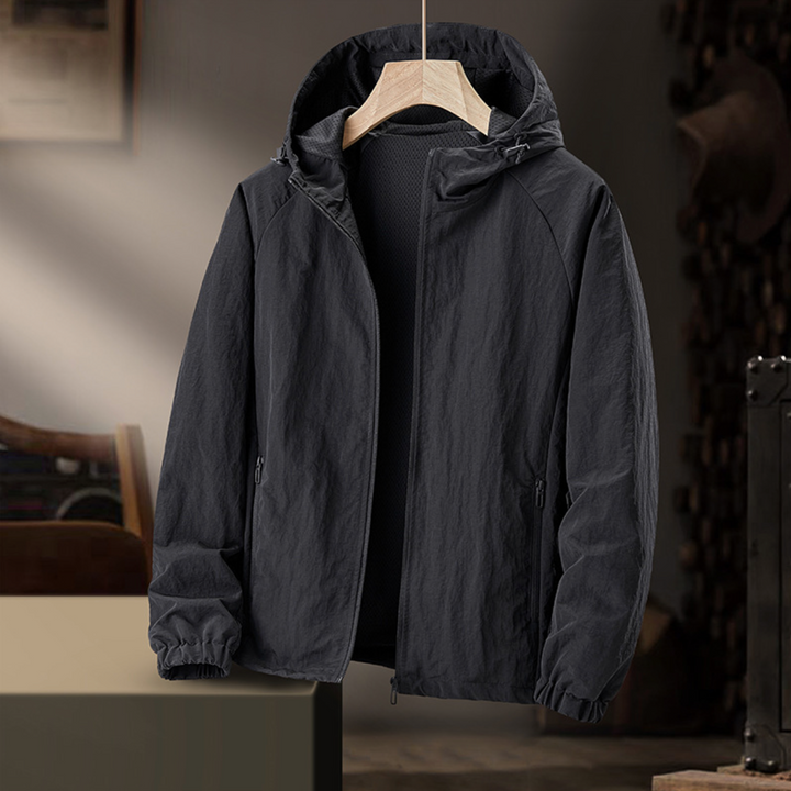 Herr Vindtät Jacka - Lätt Urban Stil - Svart