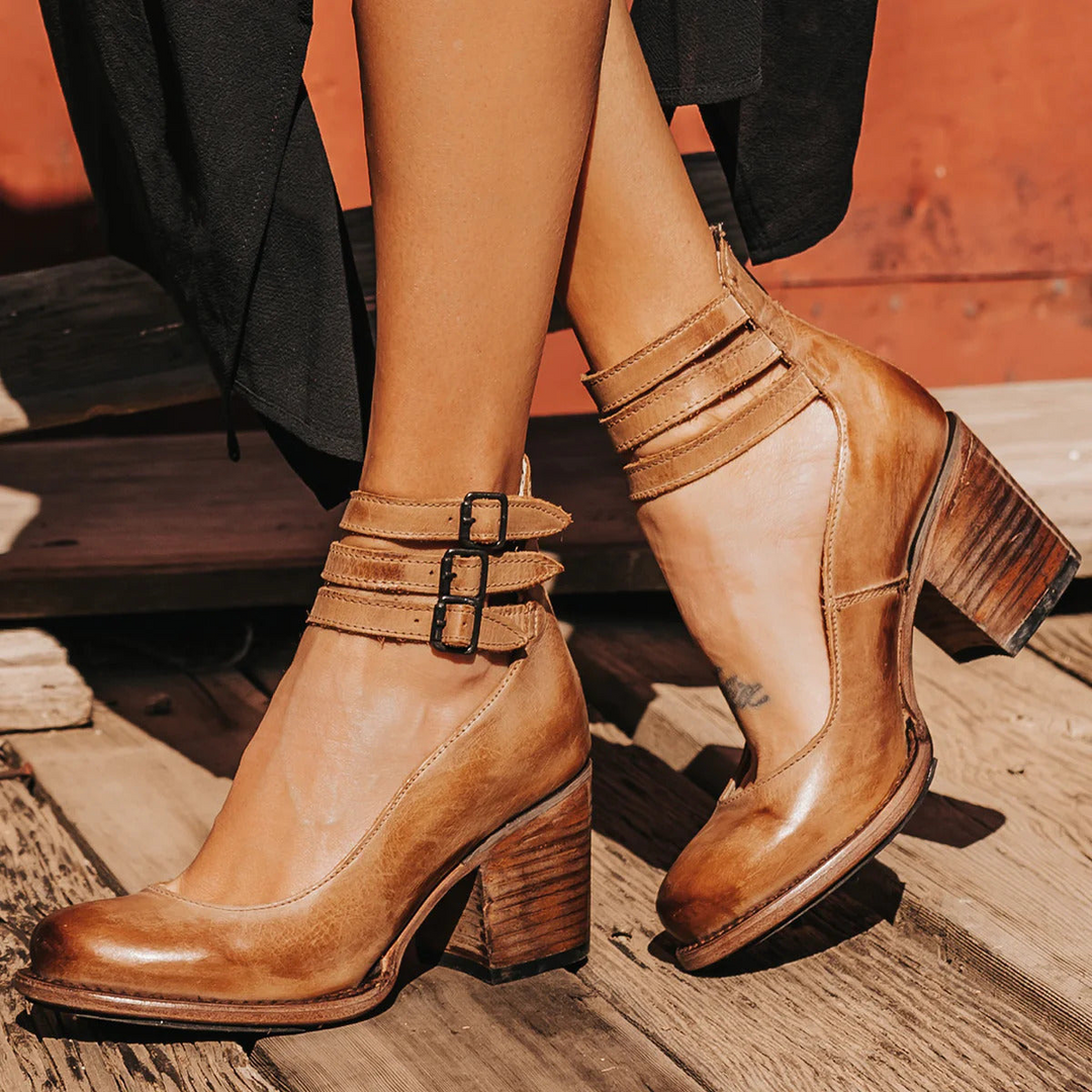 Herr Vintage Klacksandal med Ankelrem - Klassisk Elegans - Brun