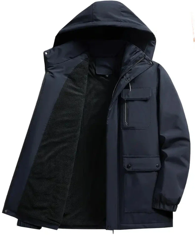Herr Vinterjacka Regular Fit - Klassisk Varm Parka - Blå