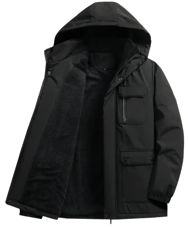 Herr Vinterjacka Regular Fit - Klassisk Varm Parka - Svart