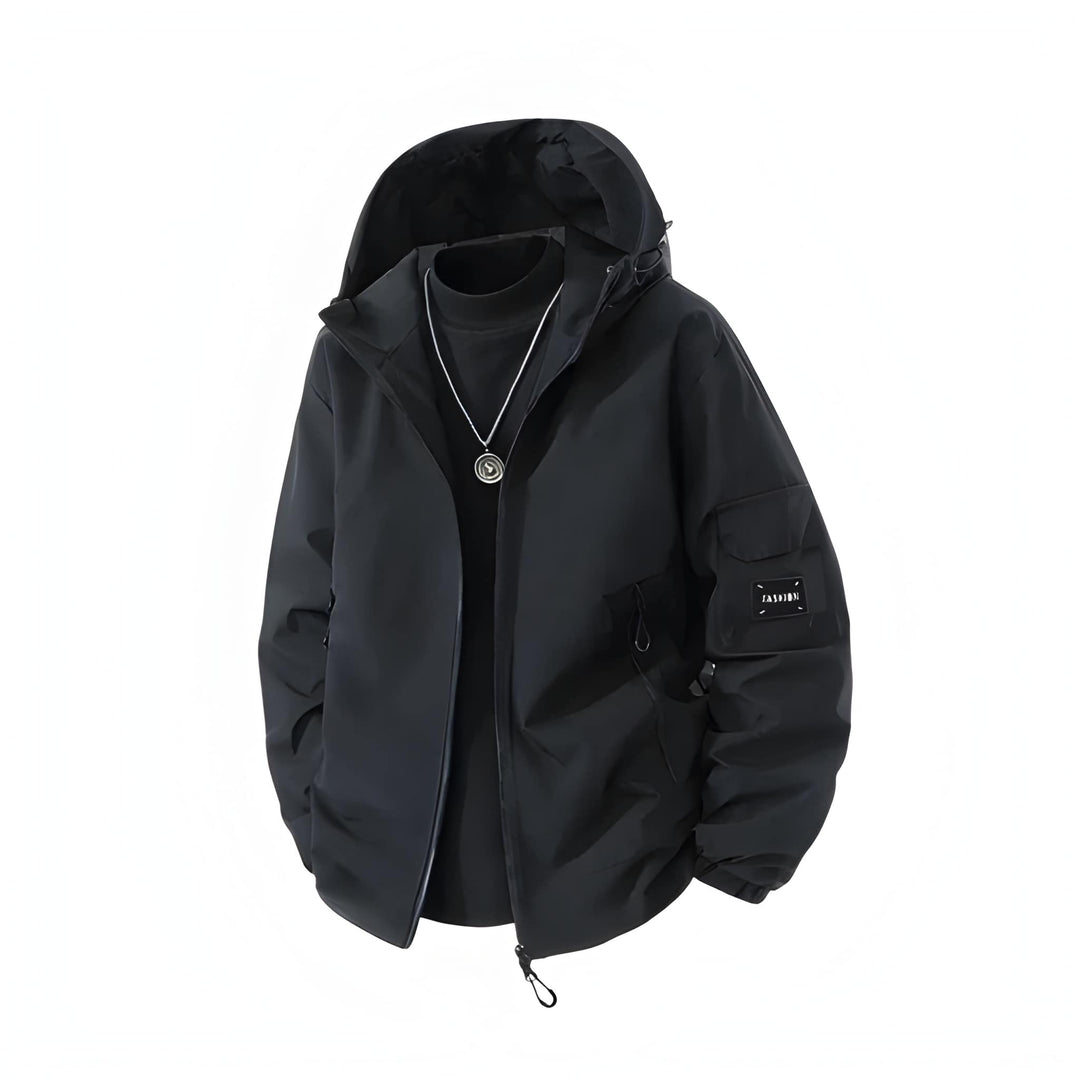 Herr Vinterjas med Huva – Varm &amp; Vindtät Design - Svart