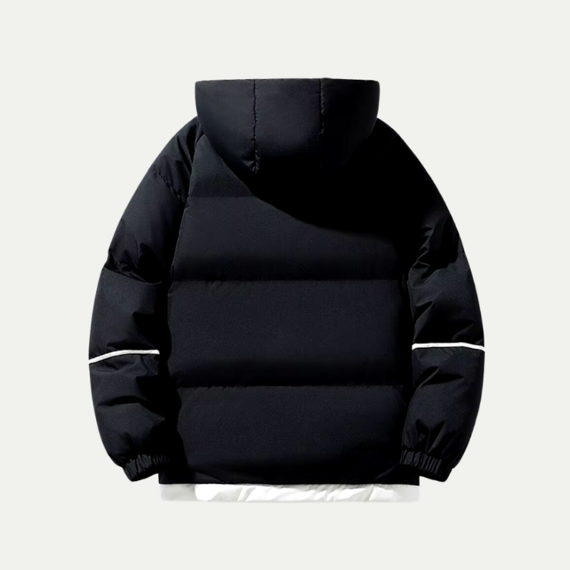Herr Vinterjas Pufferjacka med Huva - Modern Stil