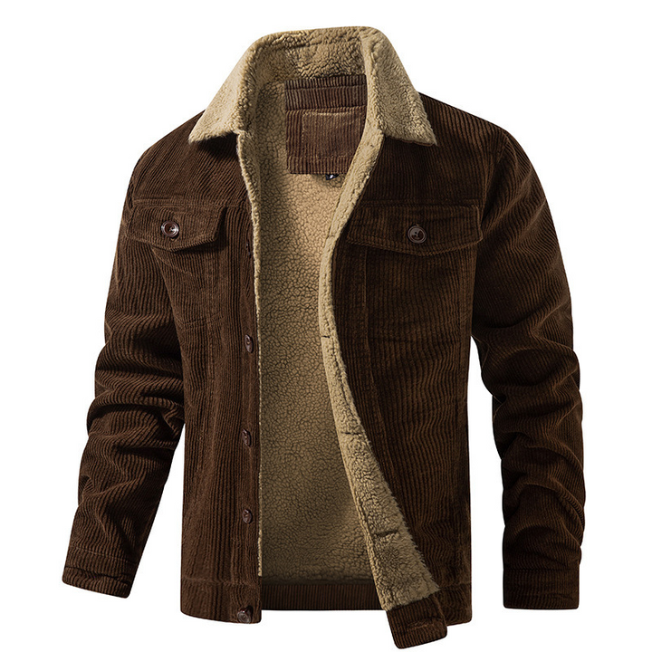Herr Vinterjas Varm Plysch Fodrad - Casual Look - Brun