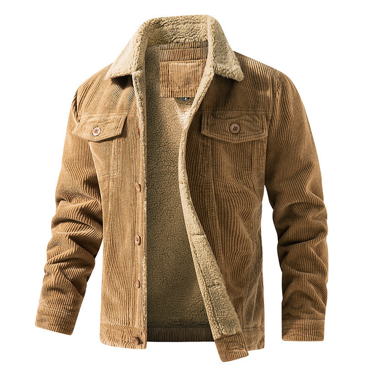 Herr Vinterjas Varm Plysch Fodrad - Casual Look - Khaki