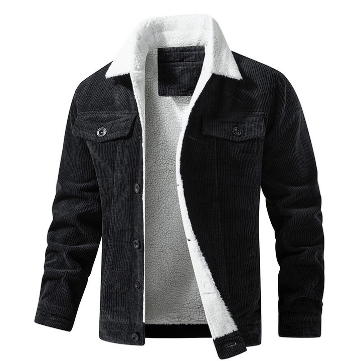 Herr Vinterjas Varm Plysch Fodrad - Casual Look - Svart