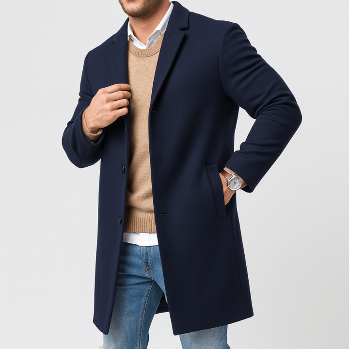Herr Vinterkappa Tailored Trenchcoat - Klassisk Design - Blå