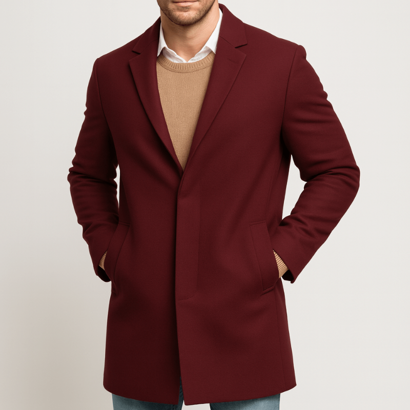 Herr Vinterkappa Tailored Trenchcoat - Klassisk Design - Röd
