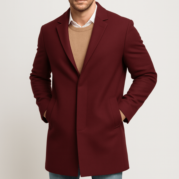 Herr Vinterkappa Tailored Trenchcoat - Klassisk Design - Röd
