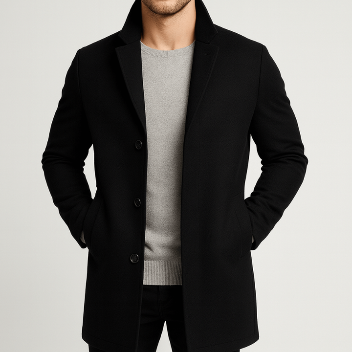 Herr Vinterkappa Tailored Trenchcoat - Klassisk Design - Svart