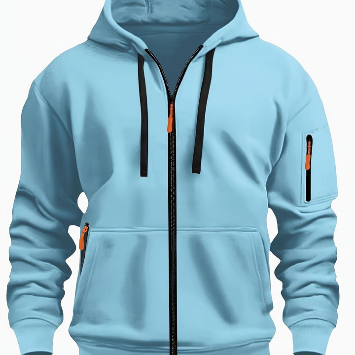 Herr Zip-Up Hoodie in himmelblå, Vardaglig Komfort